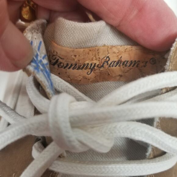 Tommy Bahama Mens Stripes Asunder TB7F10147 Tan Beige Canvas Deck Boat Shoe 10D - Picture 5 of 9